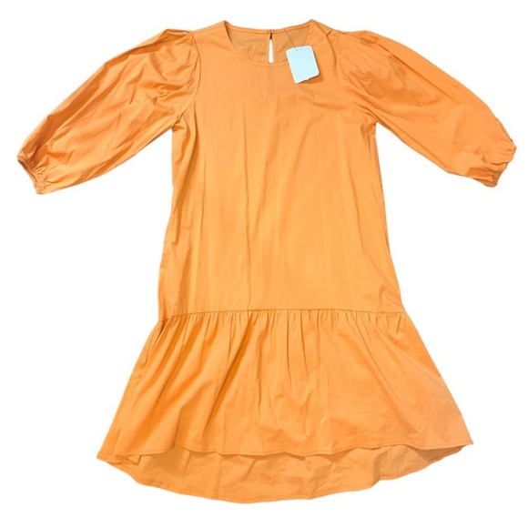 NWT FRILLY HEM TUNIC Dress With 3/4 Length Sleeves & Back Keyhole Orange 4/UK 8 - Picture 3 of 10